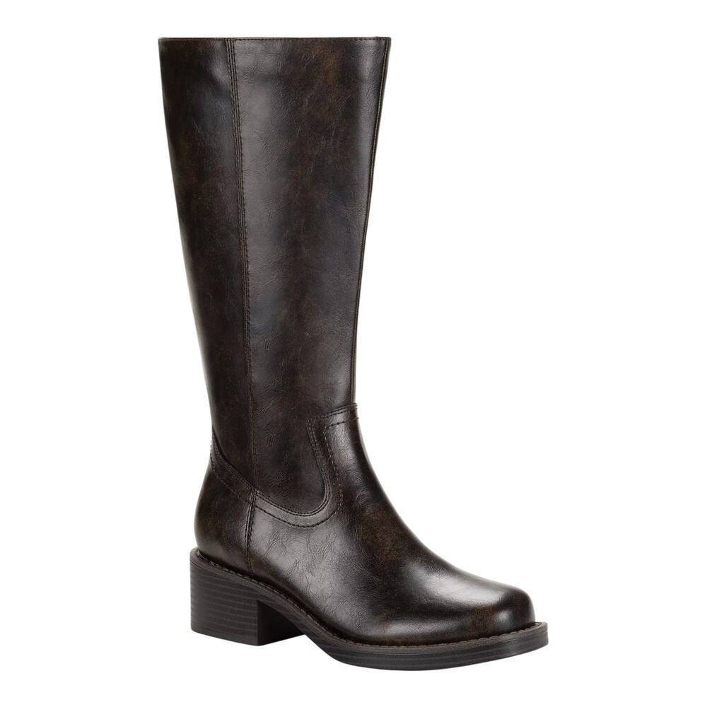 Wild Pair Women's Warblerr Wide Calf Square Toe Knee High Boots Brown Size 6